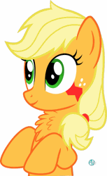 Size: 905x1480 | Tagged: safe, artist:arifproject, derpibooru import, applejack, earth pony, monster pony, original species, pony, tatzlpony, animated, arif's wide eyes pone, bust, chest fluff, cute, eye shimmer, female, fluffy, freckles, gif, image, jackabetes, mare, simple background, smiling, solo, species swap, tatzlbetes, tatzljack, white background, wide eyes