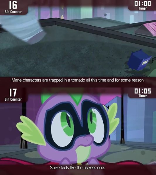 Size: 640x720 | Tagged: cinemare sins, derpibooru import, edit, edited screencap, humdrum, power ponies, power ponies (episode), safe, screencap, solo, spike