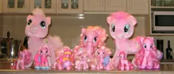 Size: 2391x1017 | Tagged: safe, artist:cheerbearsfan, derpibooru import, pinkie pie, pinkie pie (g3), g3, brushable, fashion style, g3.5, generational ponidox, image, irl, jpeg, mcdonald's, mcdonald's happy meal toys, multeity, photo, too much pink energy is dangerous, toy