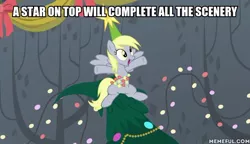 Size: 600x345 | Tagged: safe, derpibooru import, edit, edited screencap, screencap, derpy hooves, pegasus, pony, a hearth's warming tail, caption, catasterism, christmas who?, cute, derpabetes, derpy star, female, image macro, mare, meme, sitting in a tree, solo, spongebob squarepants, text