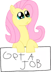 Size: 713x1000 | Tagged: artist:mtad2, can you spare a dime?, derpibooru import, fluttershy, get a job, safe, scrunchy face, simple background, solo, transparent background