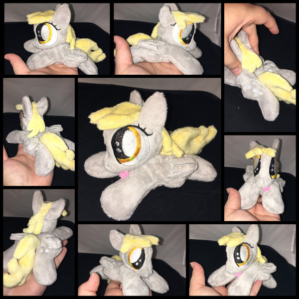 Size: 1600x1600 | Tagged: artist:rubiowolf, beanie (plushie), derpibooru import, derpy hooves, hand, handmade, human, irl, irl human, photo, plushie, safe, solo, watermark