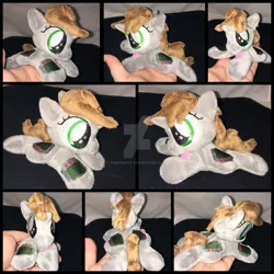 Size: 1600x1600 | Tagged: safe, artist:rubiowolf, derpibooru import, oc, oc:littlepip, unofficial characters only, human, pony, unicorn, fallout equestria, fanfic, beanie (plushie), female, handmade, hooves, horn, irl, irl human, mare, photo, pipbuck, plushie, solo, watermark