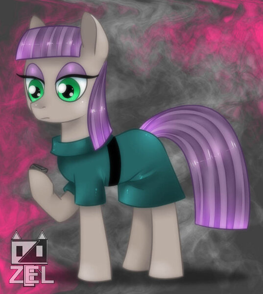 Size: 600x670 | Tagged: artist:ponyprincessgirl100, boulder (pet), clothes, derpibooru import, maud pie, safe, solo