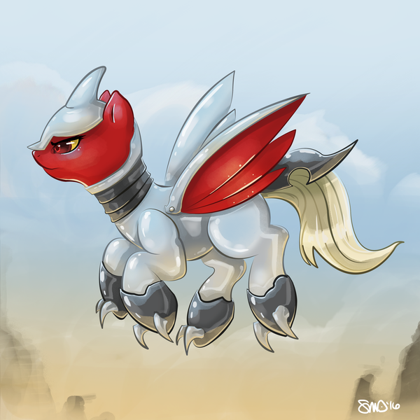 Size: 3000x3000 | Tagged: safe, artist:bean-sprouts, derpibooru import, ponified, pony, skarmory, crossover, pokémon, solo