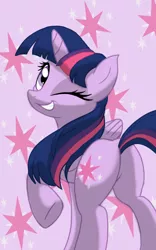 Size: 1200x1920 | Tagged: safe, artist:theroyalprincesses, derpibooru import, twilight sparkle, twilight sparkle (alicorn), alicorn, pony, butt, looking back, one eye closed, plot, solo, twibutt, wink