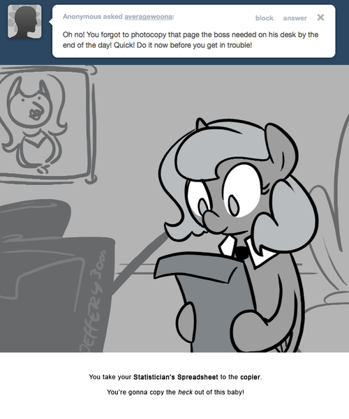 Size: 666x800 | Tagged: artist:egophiliac, ask, average woona, comic, derpibooru import, female, filly, grayscale, monochrome, moonstuck, oc, oc:tim (egophiliac), princess luna, safe, solo, tim, tumblr, woona, younger