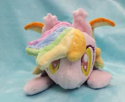 Size: 1280x1049 | Tagged: safe, artist:appledew, derpibooru import, oc, oc:paper stars, unofficial characters only, bat pony, pony, beanie (plushie), cute, cute little fangs, ear fluff, fangs, irl, looking at you, photo, plushie, smiling, solo, weapons-grade cute