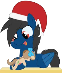 Size: 2000x2358 | Tagged: artist:mintysketch, christmas, derpibooru import, happy, hat, holiday, hug, minty's christmas ponies, oc, oc:raggie, oc:redd, open mouth, original species, pegasus, safe, santa hat, simple background, transparent background, unofficial characters only, vector