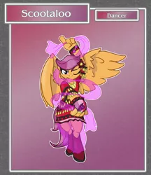 Size: 1688x1950 | Tagged: anthro, artist:brownie-bytes, crossover, cutie mark, dancer, derpibooru import, final fantasy, safe, scootaloo, solo, the cmc's cutie marks, unguligrade anthro