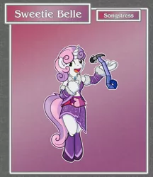 Size: 1688x1950 | Tagged: anthro, artist:brownie-bytes, crossover, cutie mark, derpibooru import, final fantasy, safe, solo, songstress, sweetie belle, the cmc's cutie marks, unguligrade anthro