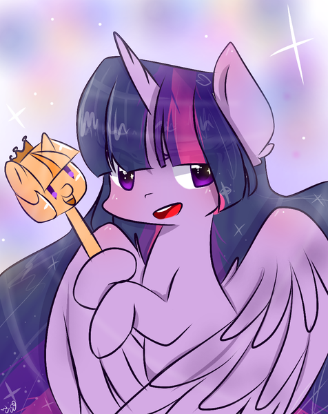 Size: 939x1184 | Tagged: safe, artist:windymils, derpibooru import, twilight sparkle, twilight sparkle (alicorn), alicorn, pony, cute, scepter, solo, twiabetes, twilight scepter