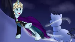 Size: 1280x720 | Tagged: safe, artist:namygaga, derpibooru import, ponified, pony, elsa, frozen (movie), olaf, snow, snowpony