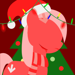 Size: 800x800 | Tagged: semi-grimdark, artist:arifproject, derpibooru import, edit, part of a set, oc, oc:downvote, ponified, unofficial characters only, earth pony, pony, derpibooru, animated, arif's christmas pones, blood, christmas, christmas lights, christmas tree, clothes, dark background, derpibooru background pony icon, derpibooru ponified, female, frown, garland, gif, hat, holiday, lights, lineless, mare, meta, minimalist, modern art, red, red background, santa hat, scar, scarf, simple background, solo, tree