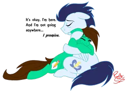 Size: 1071x769 | Tagged: safe, artist:hufflepuffrave, derpibooru import, soarin', oc, oc:pencil sketch, pony, canon x oc, crying, female, hug, male, shipping, simple background, straight, transparent background