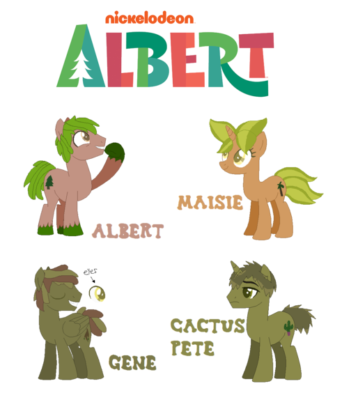 Size: 1096x1340 | Tagged: safe, artist:mixelfangirl100, derpibooru import, ponified, pony, albert, albert (movie), cactus, cactus pete, christmas, crossover, eyes closed, gene, holiday, maisie, raised hoof, simple background, smiling, transparent background, tree