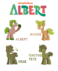 Size: 1096x1340 | Tagged: safe, artist:mixelfangirl100, derpibooru import, ponified, pony, albert, albert (movie), cactus, cactus pete, christmas, crossover, eyes closed, gene, holiday, maisie, raised hoof, simple background, smiling, transparent background, tree