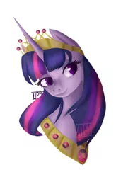 Size: 709x1082 | Tagged: safe, artist:kimmytheredhead, derpibooru import, twilight sparkle, twilight sparkle (alicorn), alicorn, pony, crown, jewelry, regalia, simple background, solo