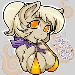 Size: 3000x3000 | Tagged: anthro, arm hooves, artist:apolo18, bikini, breasts, cleavage, clothes, colored pupils, commission, derpibooru import, female, looking at you, oc, oc:bonfire s'mores, solo, solo female, suggestive, swimsuit, unofficial characters only, ych result