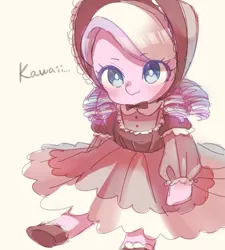 Size: 720x800 | Tagged: safe, artist:weiliy, derpibooru import, diamond tiara, pony, a hearth's warming tail, bonnet, clothes, cute, diamondbetes, dress, female, filly, gratuitous japanese, solo, victorian