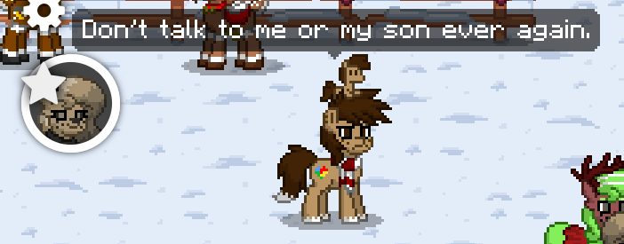 Size: 702x275 | Tagged: safe, derpibooru import, edit, screencap, oc, oc:binky, unofficial characters only, pony, pony town, angry, clothes, don't talk to me or my son ever again, plushie, scarf