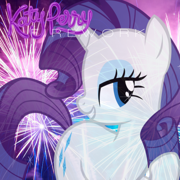 Size: 900x900 | Tagged: safe, artist:doctor-g, artist:penguinsn1fan, derpibooru import, rarity, pony, unicorn, album, album cover, cover, female, firework (song), fireworks, katy perry, lidded eyes, mare, music, parody, solo, song reference, vector