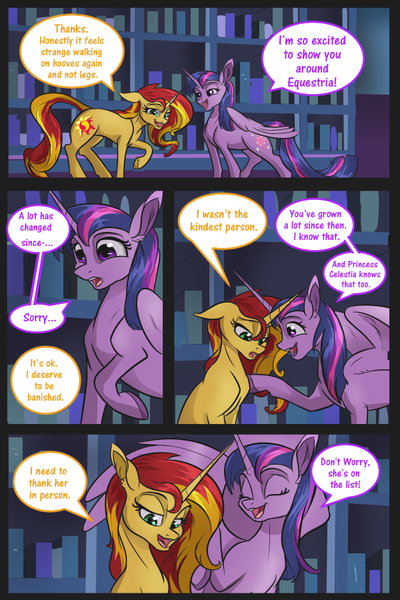 Size: 600x900 | Tagged: safe, artist:alorix, derpibooru import, sunset shimmer, twilight sparkle, twilight sparkle (alicorn), alicorn, pony, comic, search for twilight