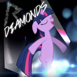 Size: 800x800 | Tagged: safe, artist:penguinsn1fan, derpibooru import, twilight sparkle, pony, album, album cover, bipedal, cover, dancing, diamonds (rihanna), eyes closed, parody, rihanna, solo