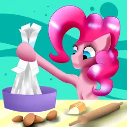 Size: 1024x1024 | Tagged: artist:scalestroke315, baking, bowl, derpibooru import, egg (food), flour, food, mixing bowl, pinkie pie, rolling pin, safe, solo