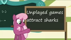 Size: 1920x1080 | Tagged: caption, cex, chalkboard, cheerilee, cheerilee's blackboard, derpibooru import, edit, edited screencap, exploitable meme, image macro, meme, safe, screencap, solo, text, the cart before the ponies