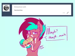 Size: 962x723 | Tagged: artist:razzirum, derpibooru import, food, not porn, oc, oc:razzi rum, sandwich, sandwich censorship, solo, suggestive, that's not mayonnaise, tumblr, unofficial characters only