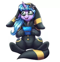 Size: 1020x1059 | Tagged: safe, artist:confetticakez, derpibooru import, oc, unofficial characters only, umbreon, 3ds, clothes, costume, cute, kigurumi, ocbetes, pokémon, solo