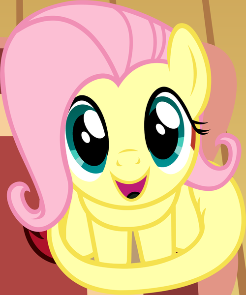 Size: 1041x1249 | Tagged: safe, artist:badumsquish, derpibooru import, part of a set, fluttershy, monster pony, original species, tatzlpony, badumsquish's kitties, female, looking at you, looking up, sitting, smiling, solo, species swap, tatzlshy