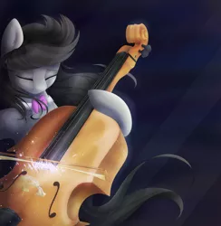 Size: 1024x1050 | Tagged: artist:csox, bow (instrument), bowtie, cello, derpibooru import, eyes closed, musical instrument, octavia melody, safe, solo, windswept mane