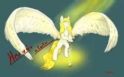 Size: 6168x3834 | Tagged: safe, artist:ruby dusk, derpibooru import, oc, oc:hervör alvitr, unofficial characters only, pegasus, pony, absurd resolution, simple background, solo, spread wings, standing, sword, valkyrie, weapon, wings