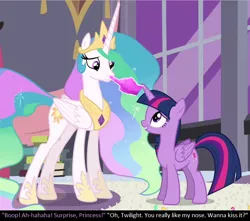 Size: 728x645 | Tagged: safe, derpibooru import, edit, edited screencap, screencap, princess celestia, twilight sparkle, twilight sparkle (alicorn), alicorn, pony, princess twilight sparkle (episode), boop, boop edit, bronybait, cute, cutelestia, implied lesbian, implied shipping, implied twilestia, meta