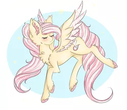 Size: 1250x1091 | Tagged: safe, artist:niniibear, derpibooru import, oc, oc:meave, unofficial characters only, fly, insect, pegasus, pony, blue, blushing, buttercream (food), chest fluff, commission, cream, cute, cutie mark, eyes closed, female, fluffy, flying, food, frosting, hoove, mare, pink, render, solo, sweet, vector, yellow