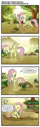 Size: 618x1920 | Tagged: safe, artist:pencils, derpibooru import, fluttershy, alligator, crocodile, pegasus, pony, comic:fluttershy's anti-adventures, bait and switch, comic, cute, dialogue, eyes closed, female, lidded eyes, looking at each other, mare, open mouth, ponies riding gators, riding, shyabetes, sitting, slice of life, smiling, sparkles, spread wings, swamp, water, wings