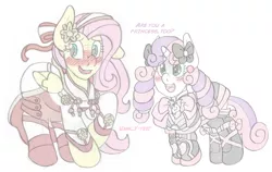 Size: 2913x1837 | Tagged: alternate hairstyle, artist:blackbewhite2k7, clothes, crossover, derpibooru import, elise (fire emblem), fire emblem, fire emblem fates, fluttershy, gothic lolita, i'm a princess are you a princess too?, kimono (clothing), safe, sakura (fire emblem), sketch, sweetie belle, wip