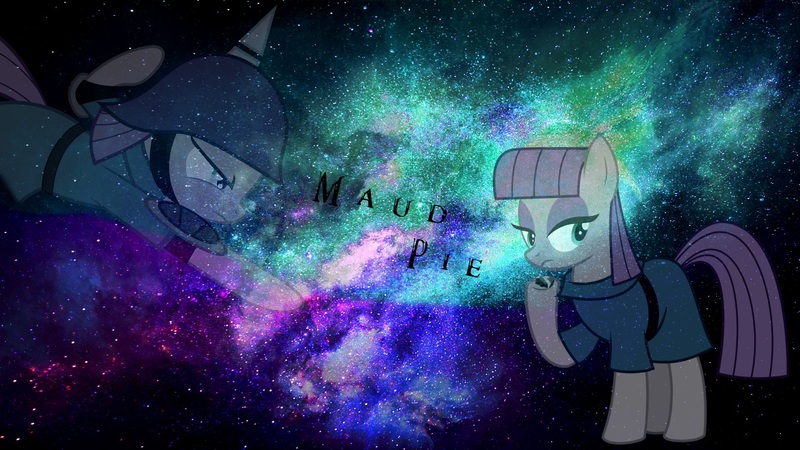 Size: 1920x1080 | Tagged: safe, artist:dovahbruh, derpibooru import, boulder (pet), maud pie, earth pony, pony, clothes, double, female, helmet, kaiser maud, mare, nebula, solo, space, vector, wallpaper