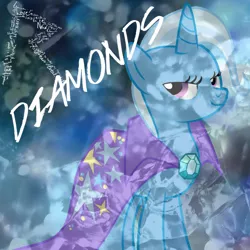 Size: 800x800 | Tagged: safe, artist:namelesshero2222, artist:penguinsn1fan, derpibooru import, trixie, pony, unicorn, album, album cover, cover, diamonds (rihanna), female, mare, parody, rihanna, solo