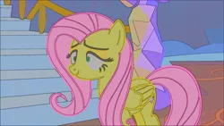 Size: 1920x1080 | Tagged: derpibooru import, edit, edited screencap, every little thing she does, fiducia compellia, fluttershy, hypnosis, hypnotized, safe, screencap, solo, twilight's castle