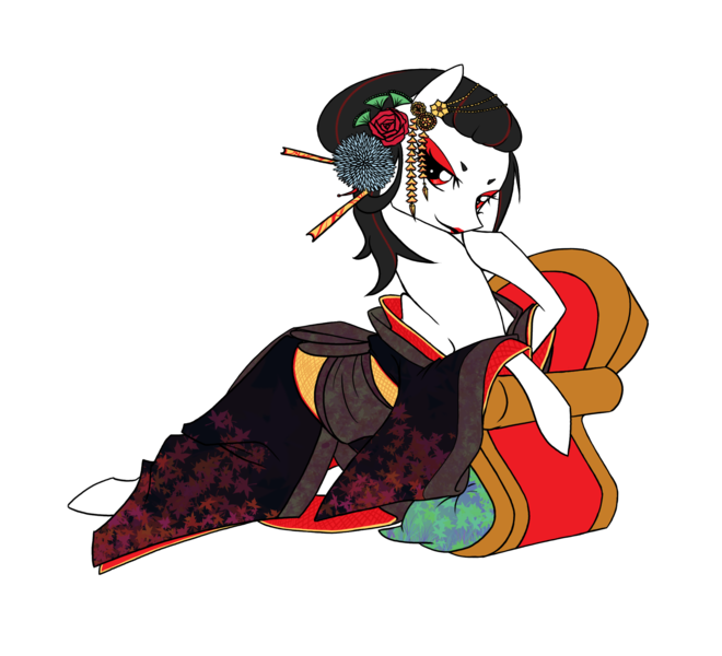 Size: 2200x2000 | Tagged: safe, artist:basykail, derpibooru import, oc, unofficial characters only, earth pony, pony, clothes, female, flower, flower in hair, geisha, high res, kimono (clothing), mare, simple background, solo, transparent background