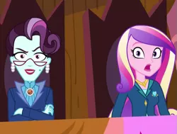 Size: 511x386 | Tagged: safe, derpibooru import, edit, edited screencap, screencap, princess cadance, principal abacus cinch, equestria girls, friendship games, :o, >:), cinchabetes, cropped, cute, dean cadance, evil grin, grin, inverted mouth, open mouth, shocked, smiling, varying degrees of want