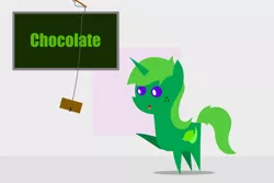 Size: 1024x683 | Tagged: safe, artist:limedreaming, derpibooru import, oc, oc:lime dream, unofficial characters only, pony, unicorn, bait, chocolate, chocolate bar, fishing, fishing rod, food, freckles, its a trap!, pointy ponies, simple background, solo, text, tongue out