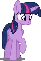 Size: 3367x5000 | Tagged: safe, artist:dashiesparkle, derpibooru import, twilight sparkle, twilight sparkle (alicorn), alicorn, pony, what about discord?, .svg available, absurd resolution, cute, female, folded wings, mare, raised hoof, simple background, smiling, solo, transparent background, twiabetes, vector, wings