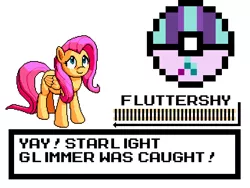 Size: 640x480 | Tagged: artist:mega-poneo, derpibooru import, fluttershy, game over, megaman, megapony, pixel art, pokéball, pokémon, safe, sprite, starlight glimmer, the cutie map