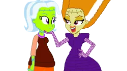 Size: 1100x619 | Tagged: safe, artist:ktd1993, derpibooru import, adagio dazzle, trixie, equestria girls, alternate hairstyle, beehive hairdo, bride of frankenstein, female, frankenstein's monster, lesbian, shipping, triagio