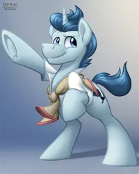 Size: 560x699 | Tagged: safe, artist:bcpony, derpibooru import, polo play, pony, unicorn, princess spike (episode), background pony, clothes, las pegasus resident, male, polo player, rearing, solo, stallion, underhoof