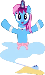 Size: 6400x10582 | Tagged: absurd resolution, ain't never had friends like us, albumin flask, alicorn, armband, artist:parclytaxel, bottle, bracelet, derpibooru import, ear piercing, earring, gem, genie, genie pony, hooves in air, horn, horn ring, jewelry, looking at you, magic, necklace, oc, oc:parcly taxel, piercing, platinum, ring, saddle arabia, safe, sand, sapphire, shantae, simple background, smiling, solo, .svg available, transparent background, unofficial characters only, vector, waistband, wingless
